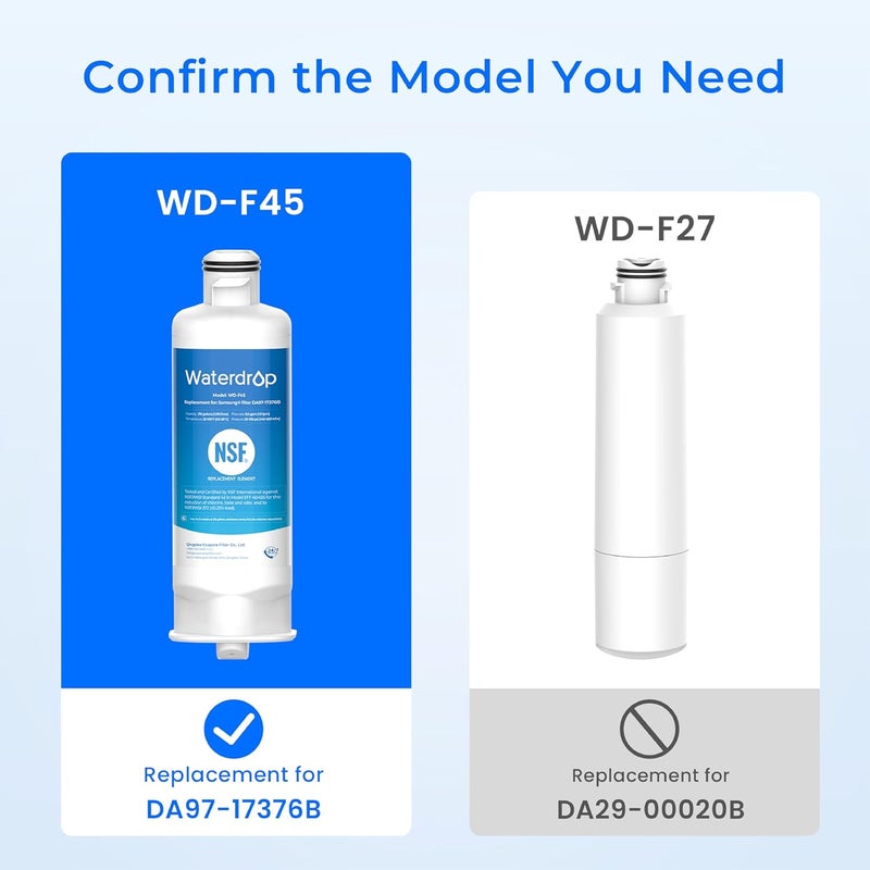 Waterdrop DA97-17376B Replacement for Samsung® HAF-QIN/EXP, DA97-08006C, RF28R7201SR, RF28R7351SG, WD-F45, Refrigerator Water Filter, 3 Filters - Image 3